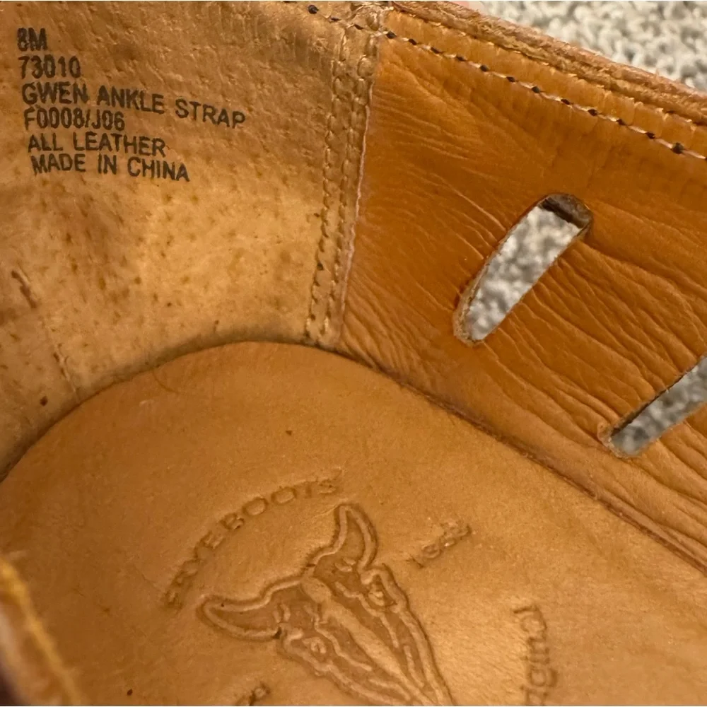Frye Gwen Ankle Strap Leather Wedge Heels | Brown Peep Toe | Women’s 8 - Picture 2 of 6